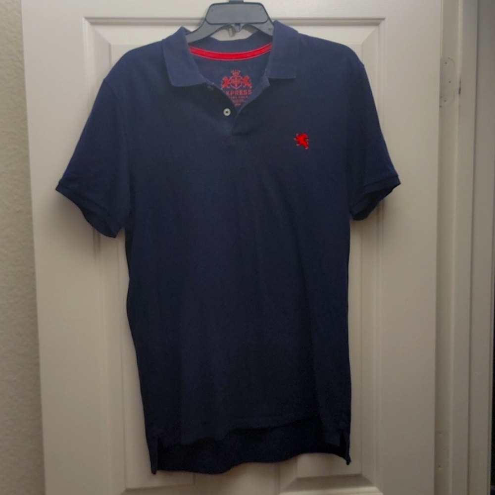 🔵 Express Mens Navy Polo - Size M Fitted